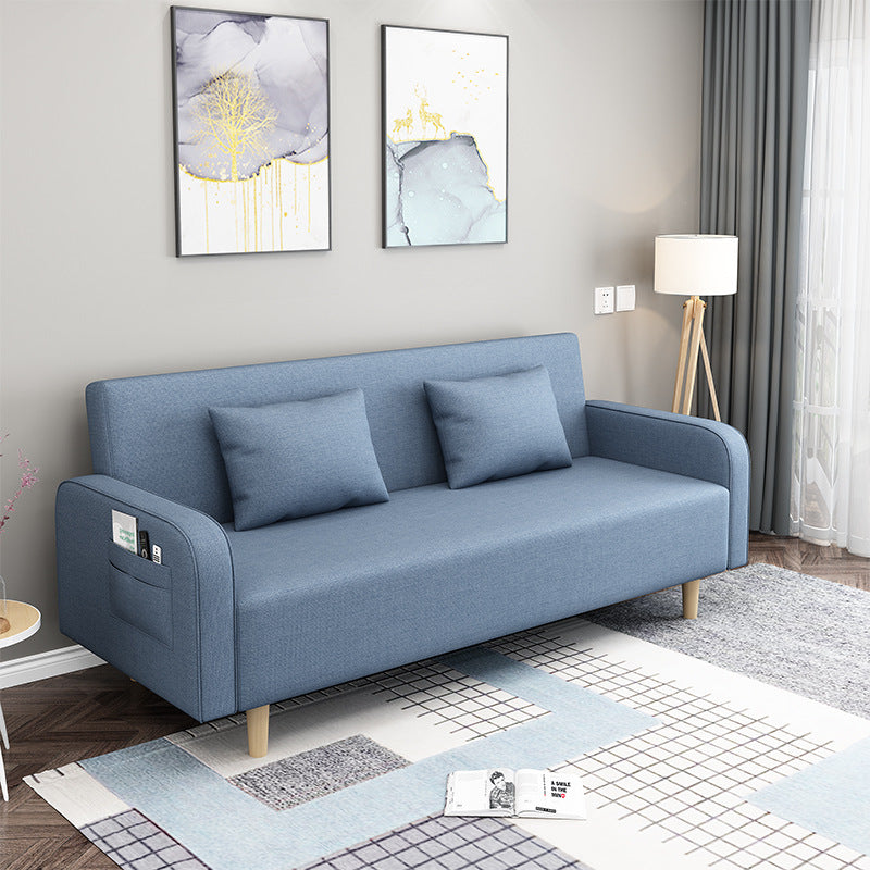 Convertible Modern Fabric Sofa Wood Legs Square Arm 2/3 Seater Sofa