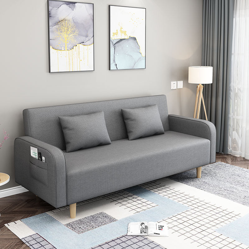 Convertible Modern Fabric Sofa Wood Legs Square Arm 2/3 Seater Sofa
