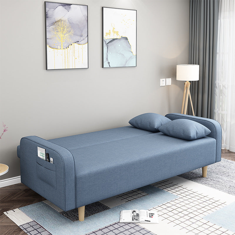 Convertible Modern Fabric Sofa Wood Legs Square Arm 2/3 Seater Sofa