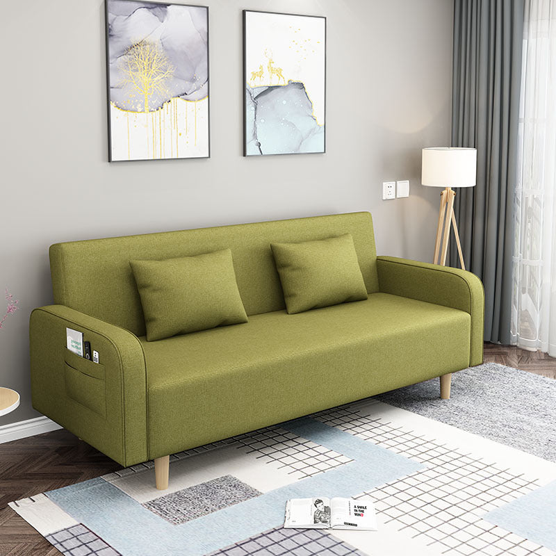 Convertible Modern Fabric Sofa Wood Legs Square Arm 2/3 Seater Sofa