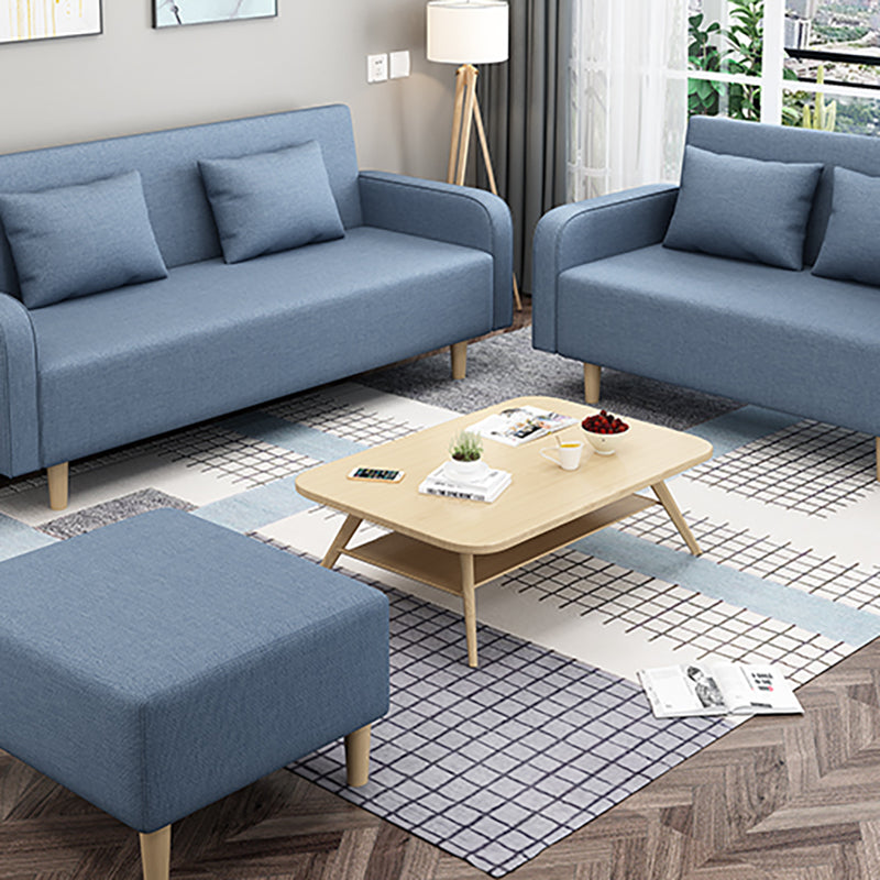 Convertible Modern Fabric Sofa Wood Legs Square Arm 2/3 Seater Sofa