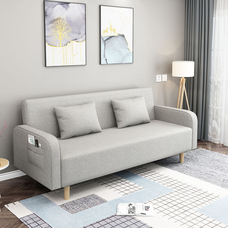 Convertible Modern Fabric Sofa Wood Legs Square Arm 2/3 Seater Sofa