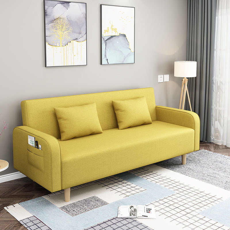 Convertible Modern Fabric Sofa Wood Legs Square Arm 2/3 Seater Sofa