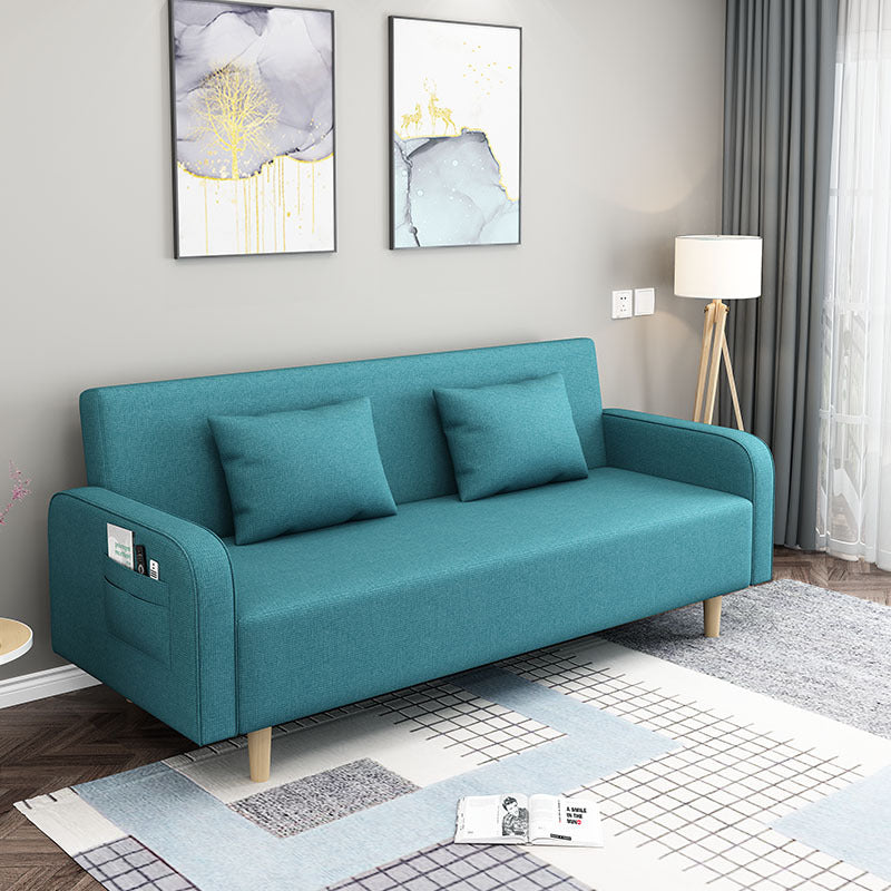 Convertible Modern Fabric Sofa Wood Legs Square Arm 2/3 Seater Sofa