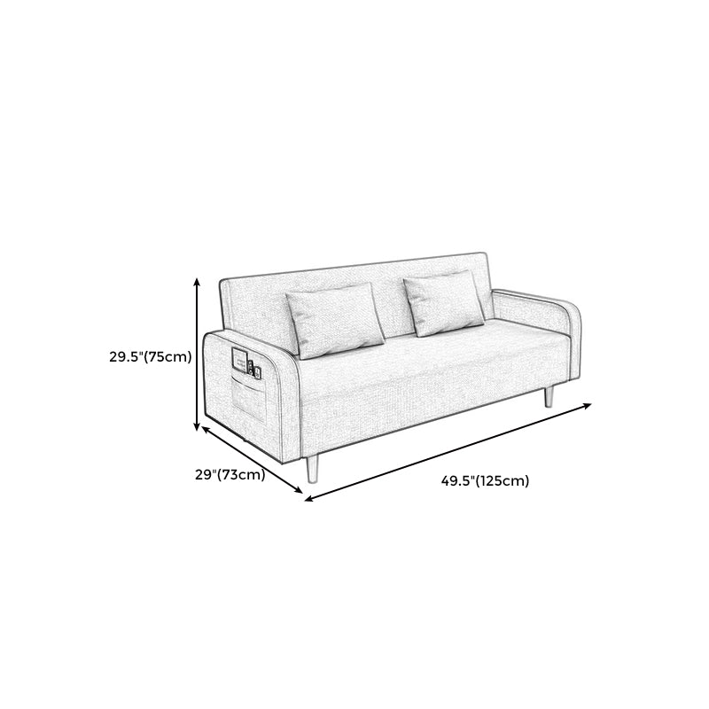 Convertible Modern Fabric Sofa Wood Legs Square Arm 2/3 Seater Sofa