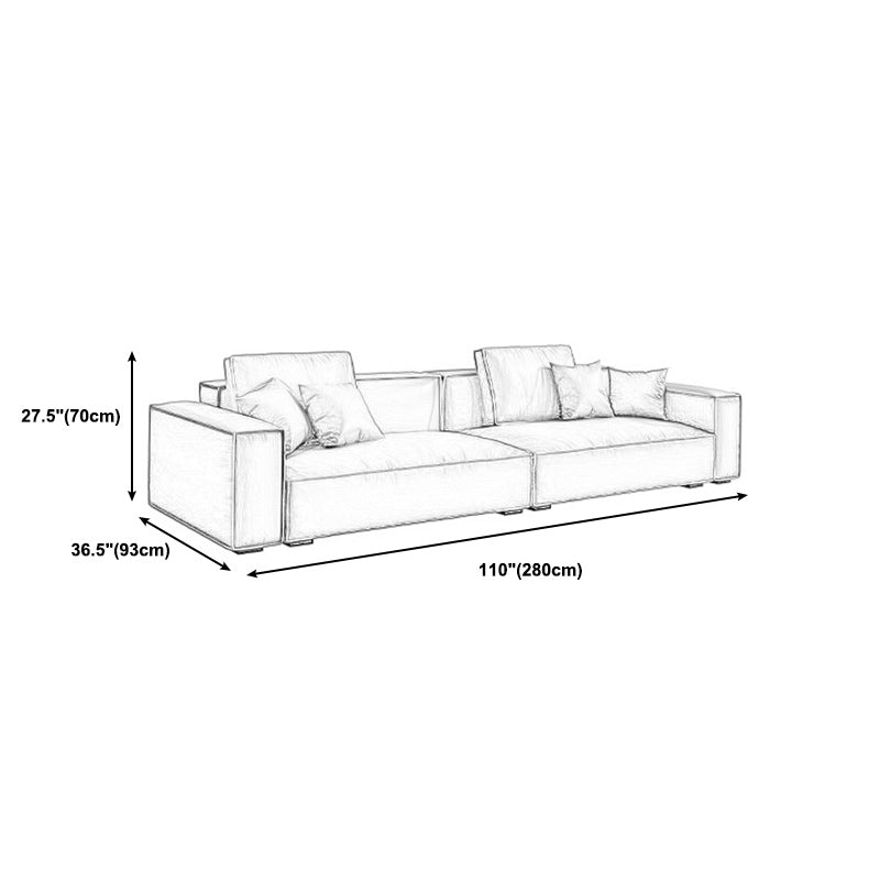 Genuine Leather Square Arm Living Room Standard Dark Brown Seating