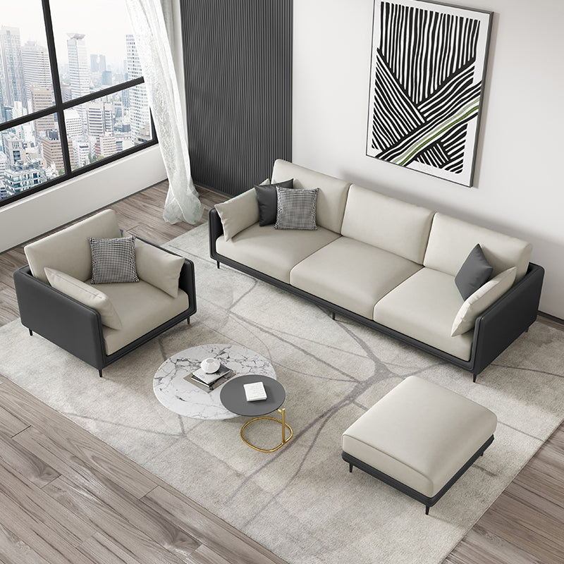 Sofa standard du bras de smoking en faux cuir contemporain avec oreillers de boîtier