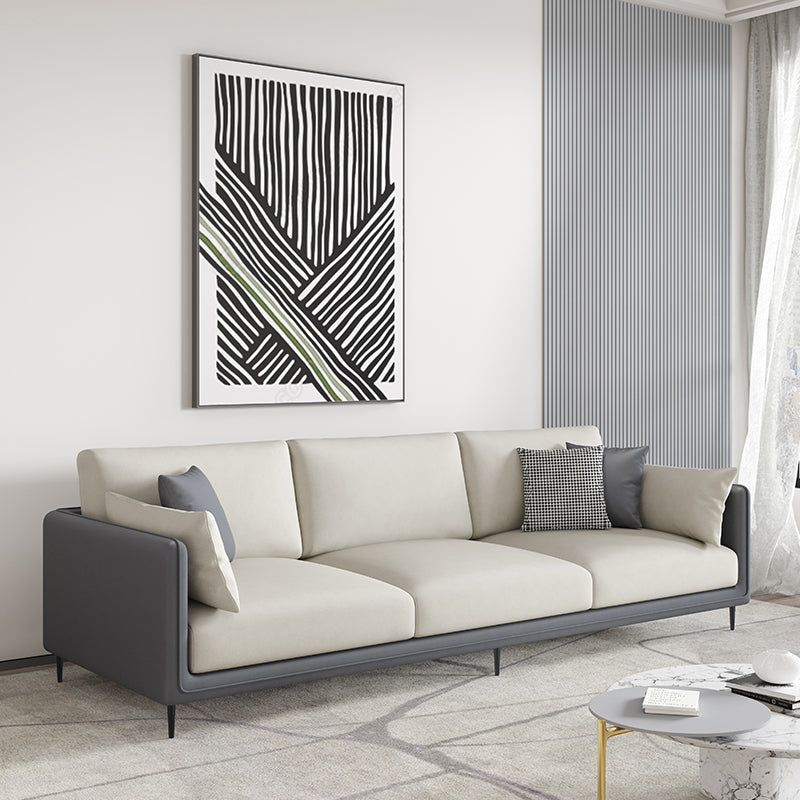 Sofa standard du bras de smoking en faux cuir contemporain avec oreillers de boîtier