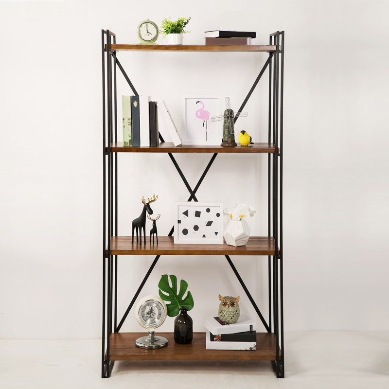 Libreria in stile industriale scaffale aperto in legno massiccio per home office
