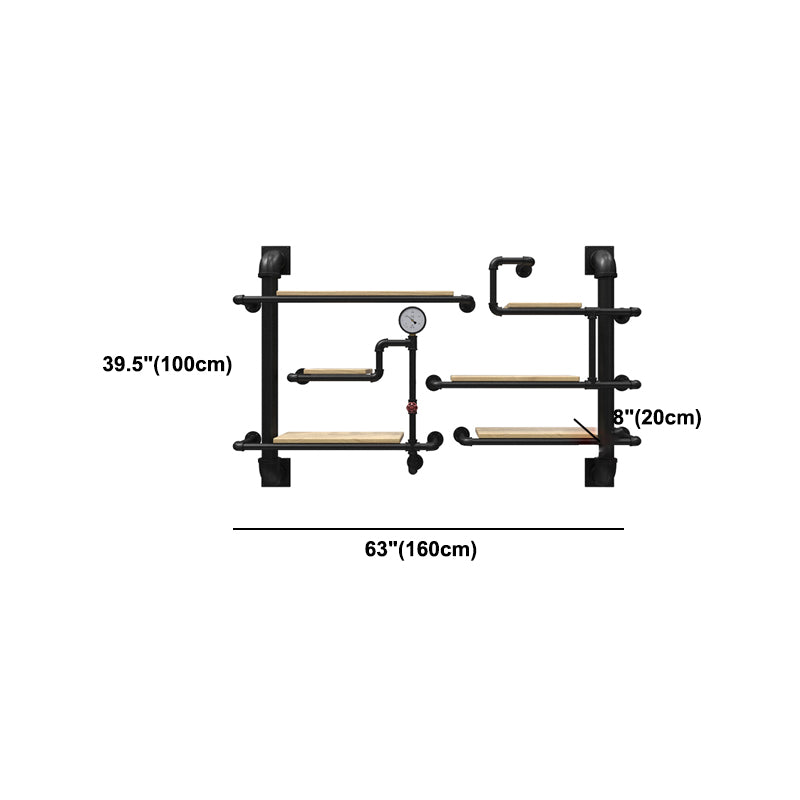 Libreria galleggiante in metallo in stile industriale a parete montato su ripiano posteriore chiuso