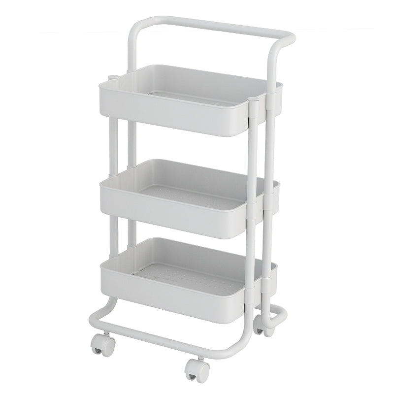 Industrial Vertical Etagere Bookshelf Iron Frame Plastic Shelf with Caster Wheels