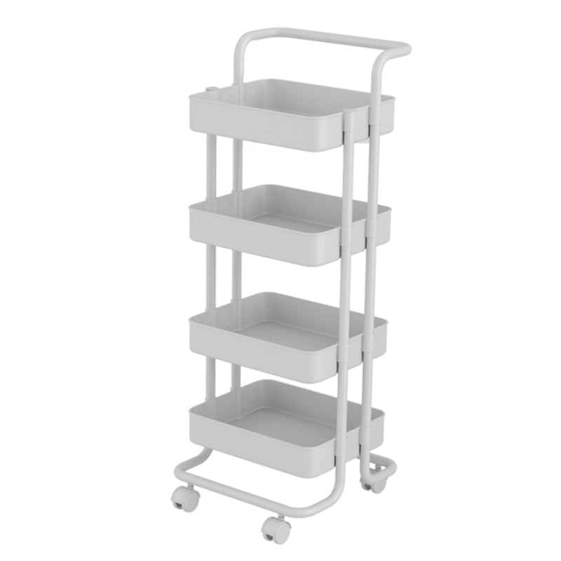 Industrial Vertical Etagere Bookshelf Iron Frame Plastic Shelf with Caster Wheels