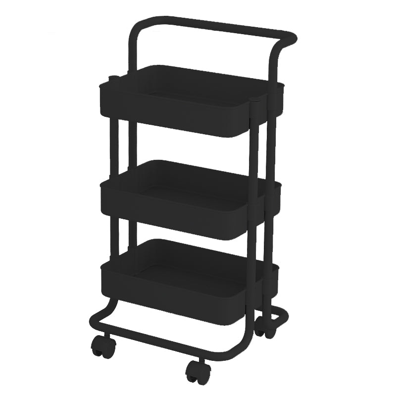 Industrial Vertical Etagere Bookshelf Iron Frame Plastic Shelf with Caster Wheels