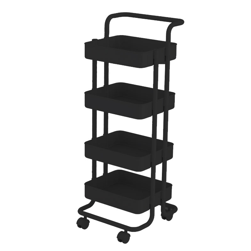 Industrial Vertical Etagere Bookshelf Iron Frame Plastic Shelf with Caster Wheels