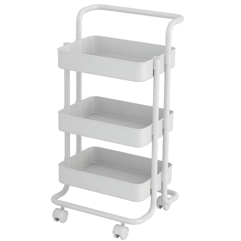 Industrial Vertical Etagere Bookshelf Iron Frame Plastic Shelf with Caster Wheels