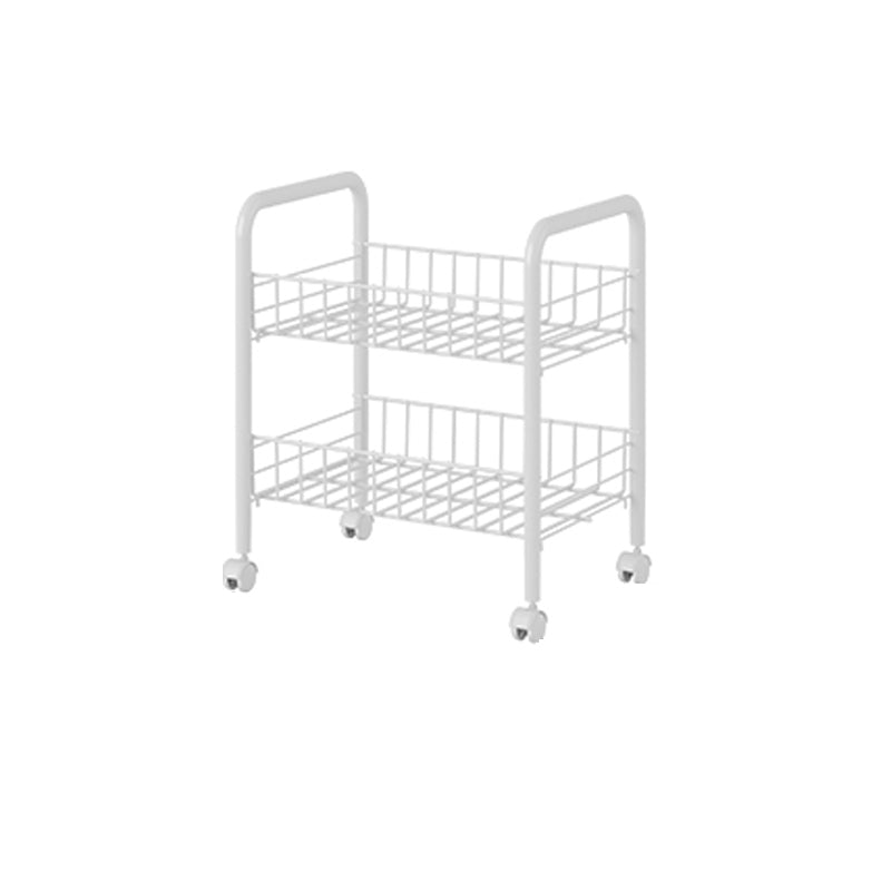 Industrial Vertical Etagere Bookshelf Iron Frame Plastic Shelf with Caster Wheels