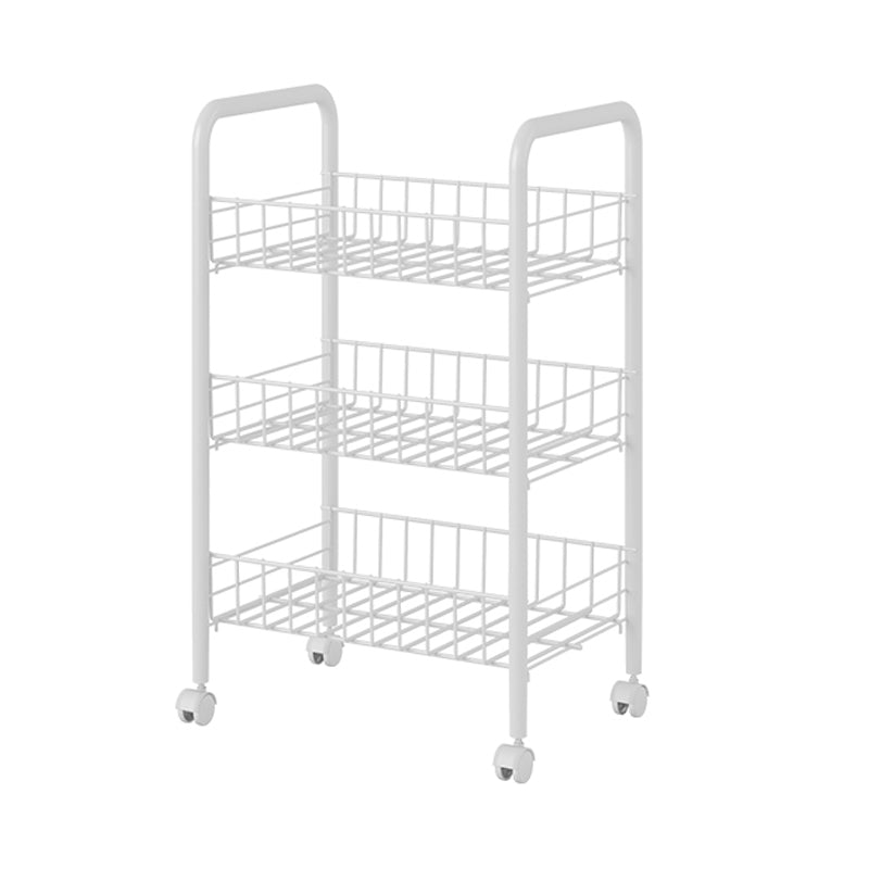 Industrial Vertical Etagere Bookshelf Iron Frame Plastic Shelf with Caster Wheels