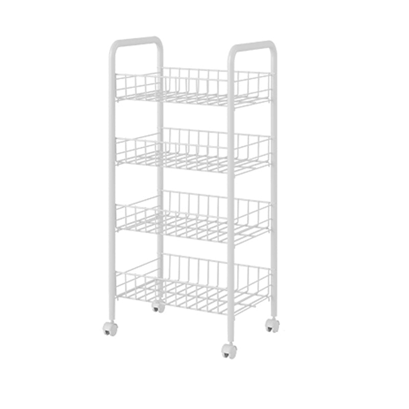 Industrial Vertical Etagere Bookshelf Iron Frame Plastic Shelf with Caster Wheels