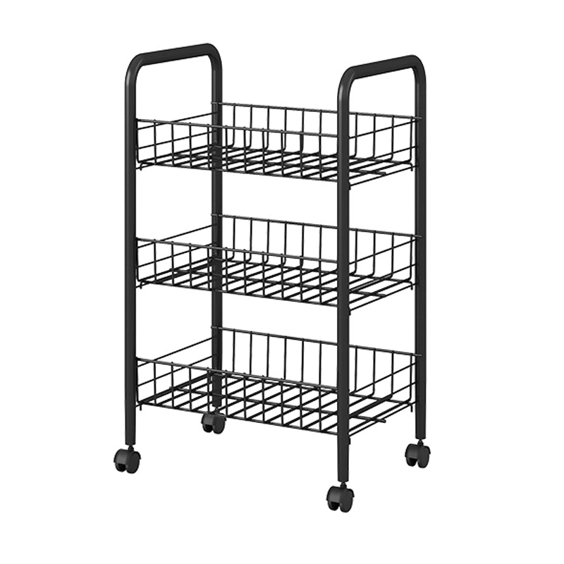 Industrial Vertical Etagere Bookshelf Iron Frame Plastic Shelf with Caster Wheels