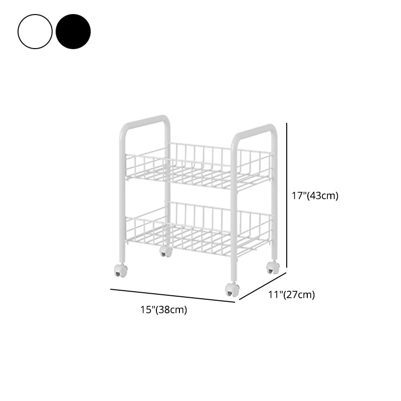 Industrial Vertical Etagere Bookshelf Iron Frame Plastic Shelf with Caster Wheels
