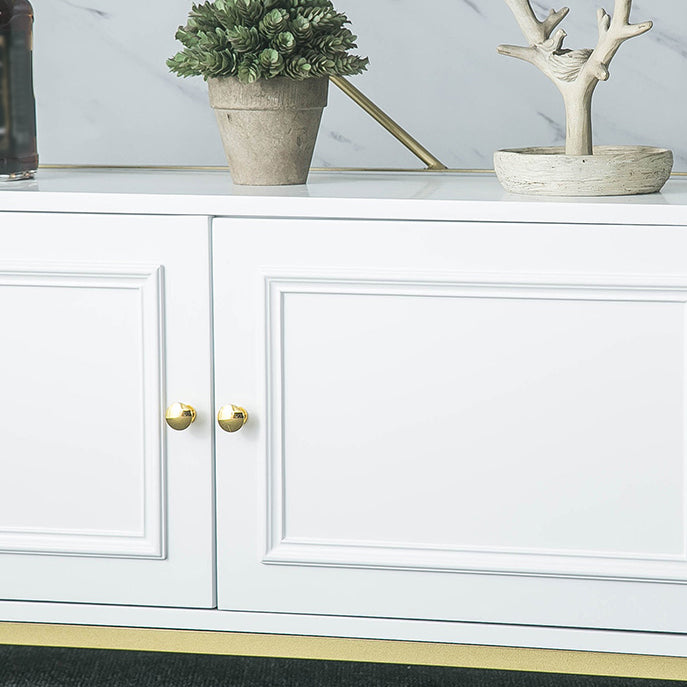 Scandinavian Open Etagere Bookshelf with Gold Iron Frame White Manufactured Wood Shelf