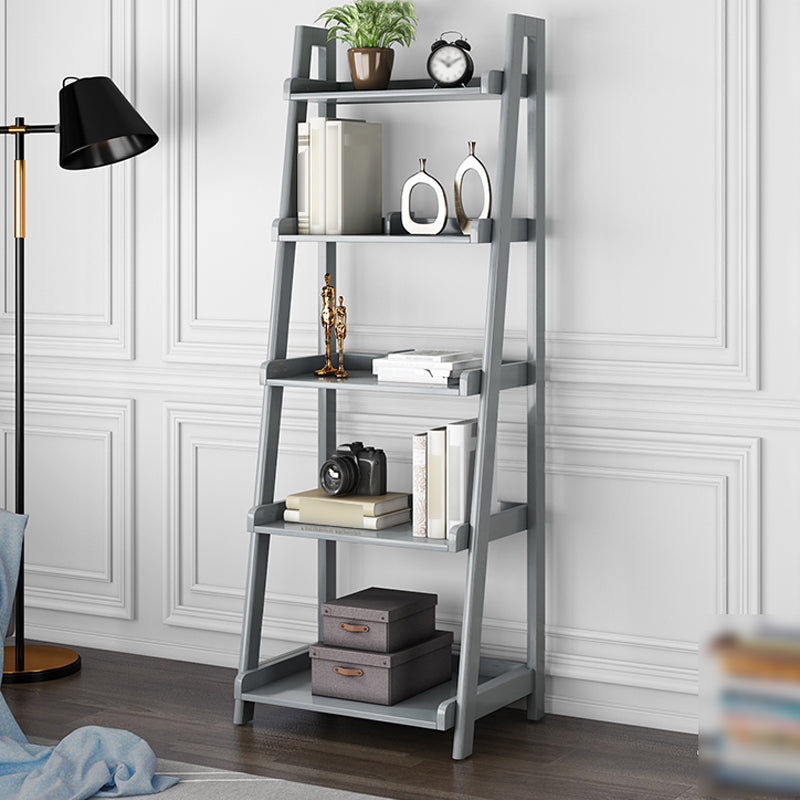 Moderne Style Ladder Bookshelf Massivholzregal Bücherregal für das Studienraum