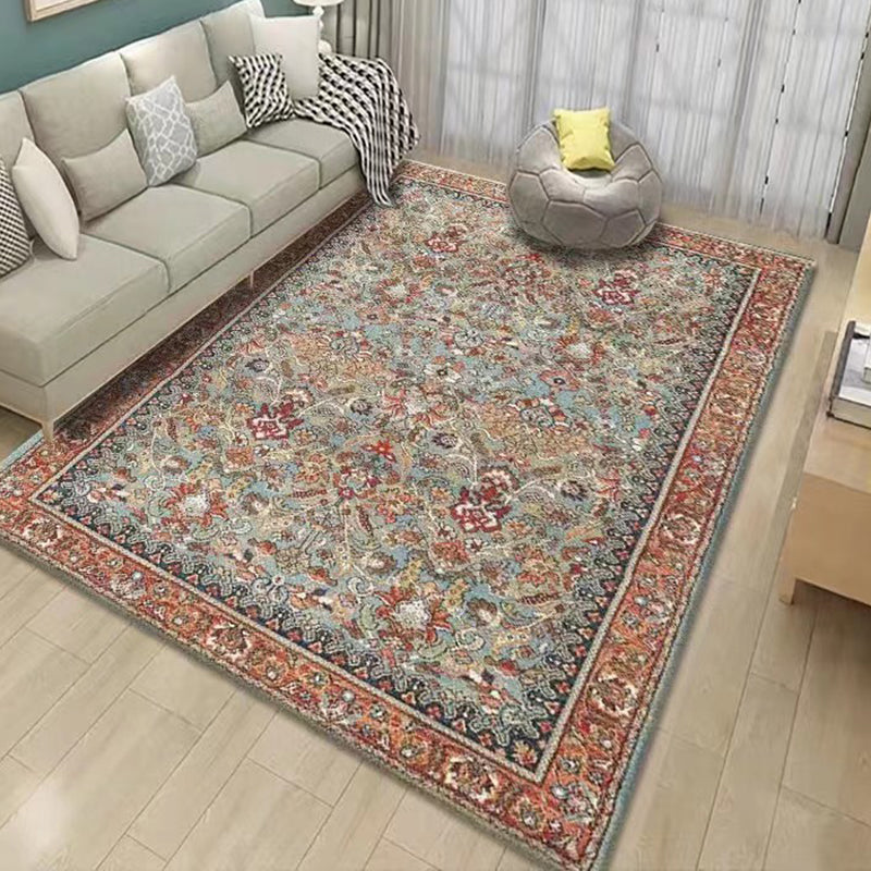Orange Retro Carpet Polyester Print Carpet Non-Slip Backing Carpet for Living Room