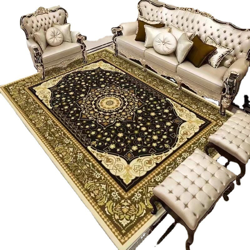 Dunkelbrauner moderner Teppich Polyester Medaillon Teppich Färbung Resistenter Bereich Teppich für Wohnzimmer