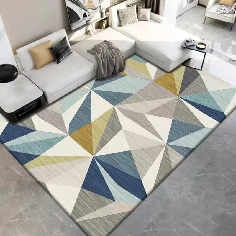 Brown Triangle Rug Polyester Modern Rug Washable Rug for Living Room