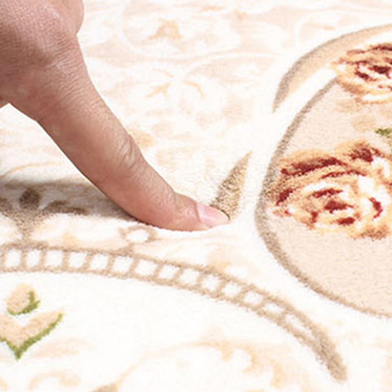Beige vintage tapijt polyester bloemruimte vloerkleurbestendig vloerkleed voor woonkamer