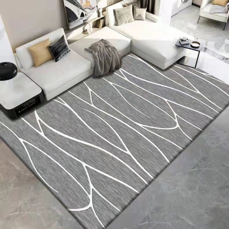 Gray Modern Carpet Polyester Hexagon Carpet Washable Carpet for Home Decor