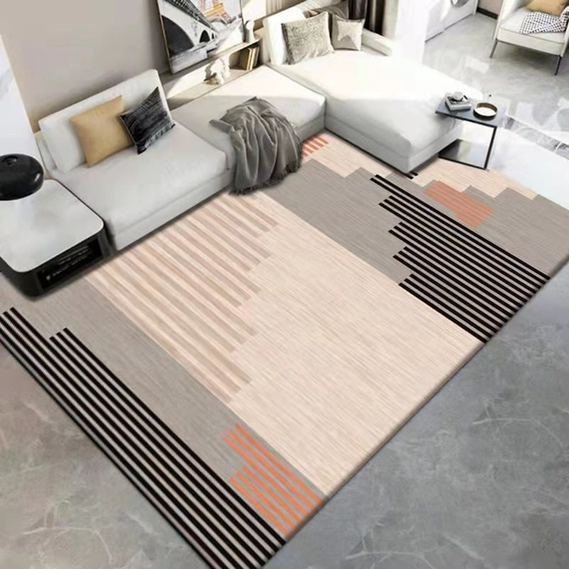 Gray Modern Carpet Polyester Hexagon Carpet Washable Carpet for Home Decor