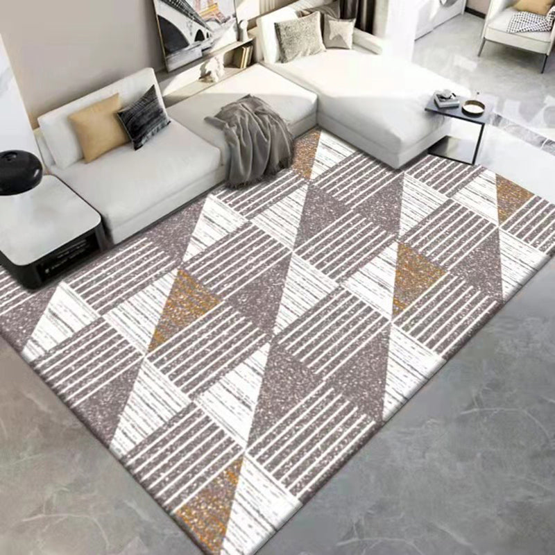 Gray Modern Carpet Polyester Hexagon Carpet Washable Carpet for Home Decor