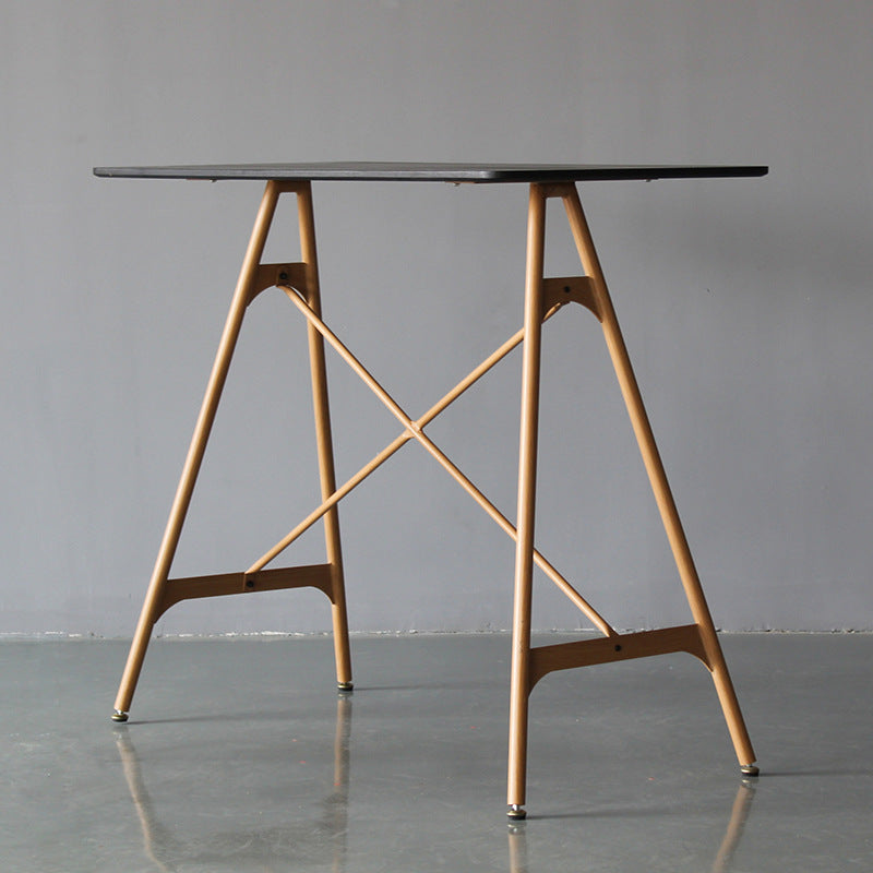 Modern Rectangle Bar Counter Table Wooden Dining Table with Metal Legs