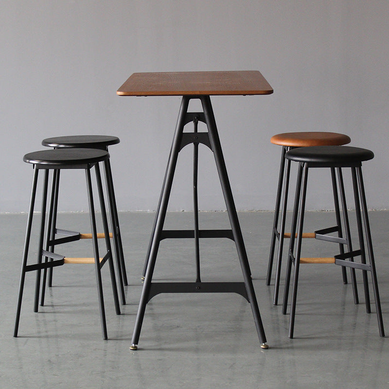 Modern Rectangle Bar Counter Table Wooden Dining Table with Metal Legs