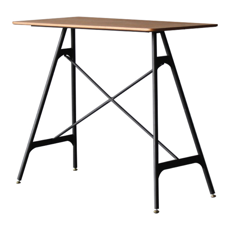 Modern Rectangle Bar Counter Table Wooden Dining Table with Metal Legs