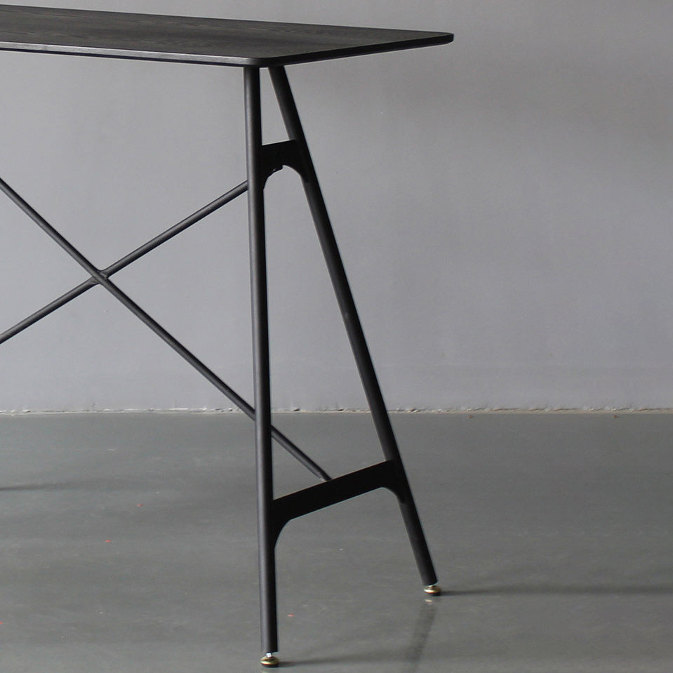 Modern Rectangle Bar Counter Table Wooden Dining Table with Metal Legs