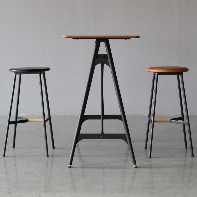 Modern Rectangle Bar Counter Table Wooden Dining Table with Metal Legs