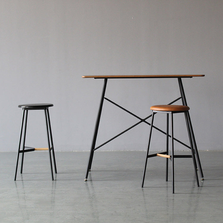Modern Rectangle Bar Counter Table Wooden Dining Table with Metal Legs