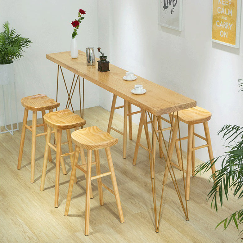 Rectangle Bar Dining Table Contemporary Bar Table with Double Pedestal Base