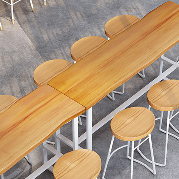 Rectangle Wood Bar Dining Table Contemporary Bar Table with Trestle Base