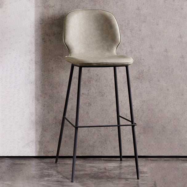 Modern Low Back Bar-stool PU Leather Bar Stool with Metal Legs