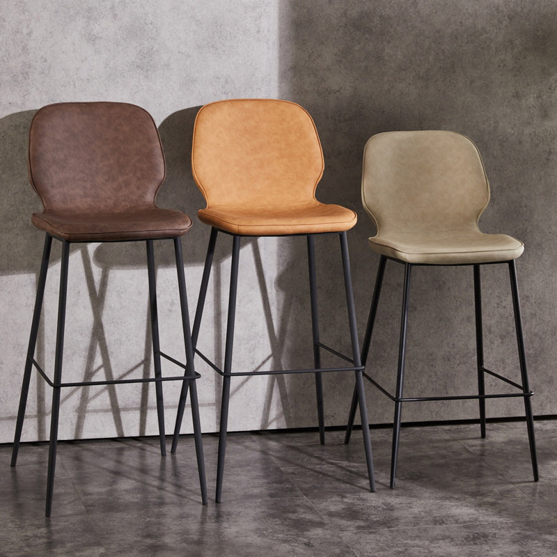 Modern Low Back Bar-stool PU Leather Bar Stool with Metal Legs