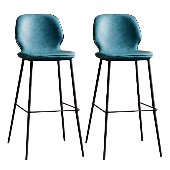 Modern Low Back Bar-stool PU Leather Bar Stool with Metal Legs