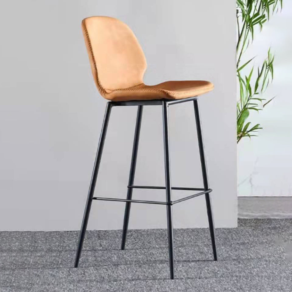 Modern Low Back Bar-stool PU Leather Bar Stool with Metal Legs