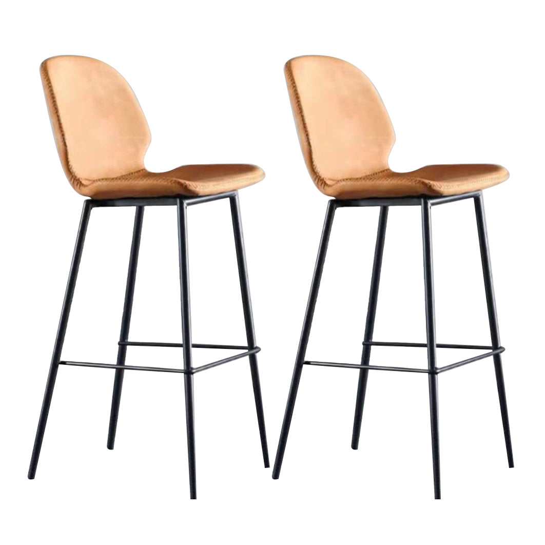 Modern Low Back Bar-stool PU Leather Bar Stool with Metal Legs
