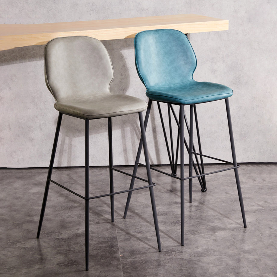 Modern Low Back Bar-stool PU Leather Bar Stool with Metal Legs