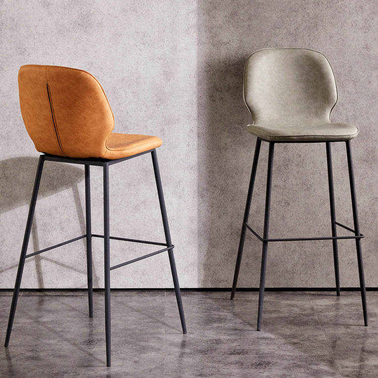 Modern Low Back Bar-stool PU Leather Bar Stool with Metal Legs