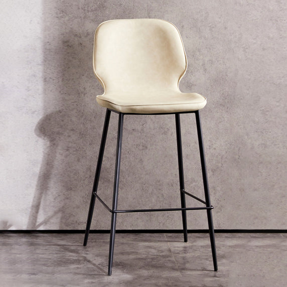 Modern Low Back Bar-stool PU Leather Bar Stool with Metal Legs