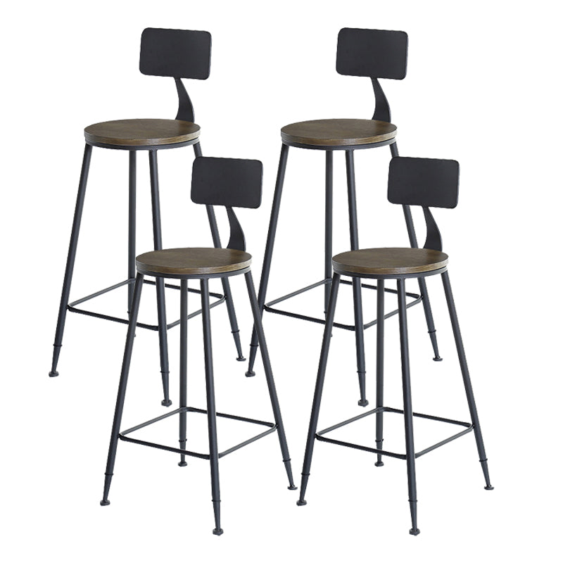 Industrial Bar and Counter Stool Low Back Stool with 4 Metal Legs
